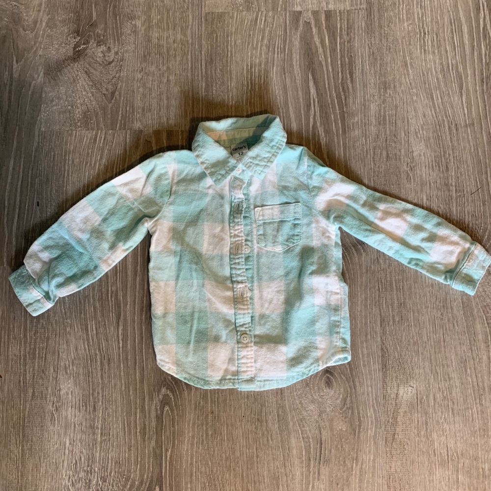 White and turquoise flannel